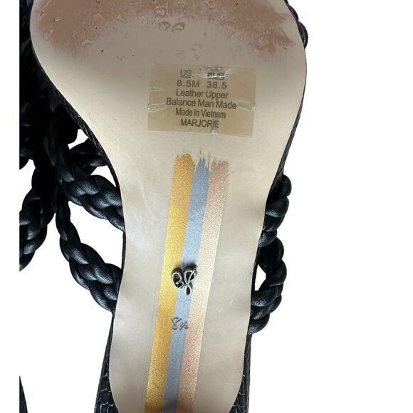 Sam Edelman Marjorie Leather Python Braided Square Toe Kitten Heels Size 8.5 - Picture 6 of 10